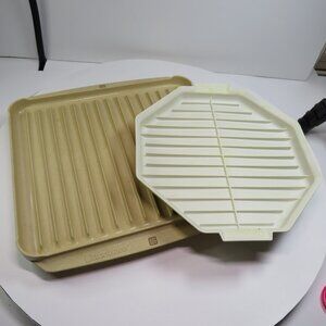 LittonWare 8.5 & 10.25" vintage Bacon Meat Tray MICROWAVE 1980s 2 versions
